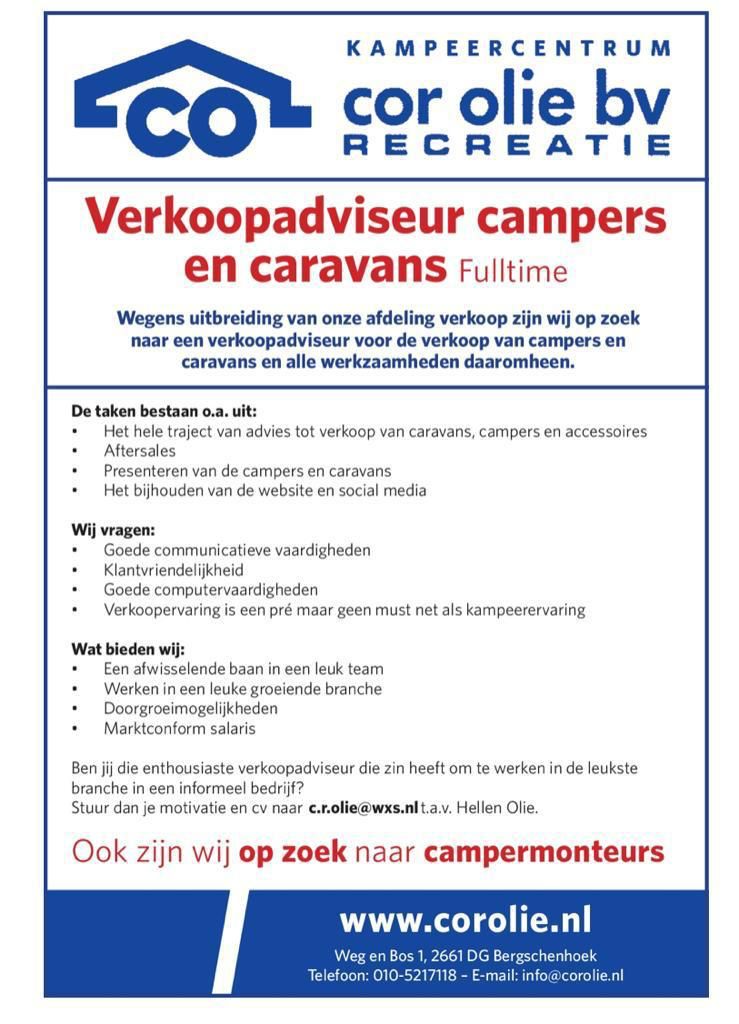 Camper en Caravan Adviseur/Verkoper